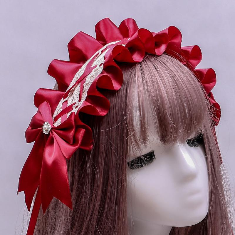 Handmade Bow Lace Headband Japanese Girl Lolita Hairpin Soft Cute Two-dimensional Headgear Cute Sister Hair Accessories