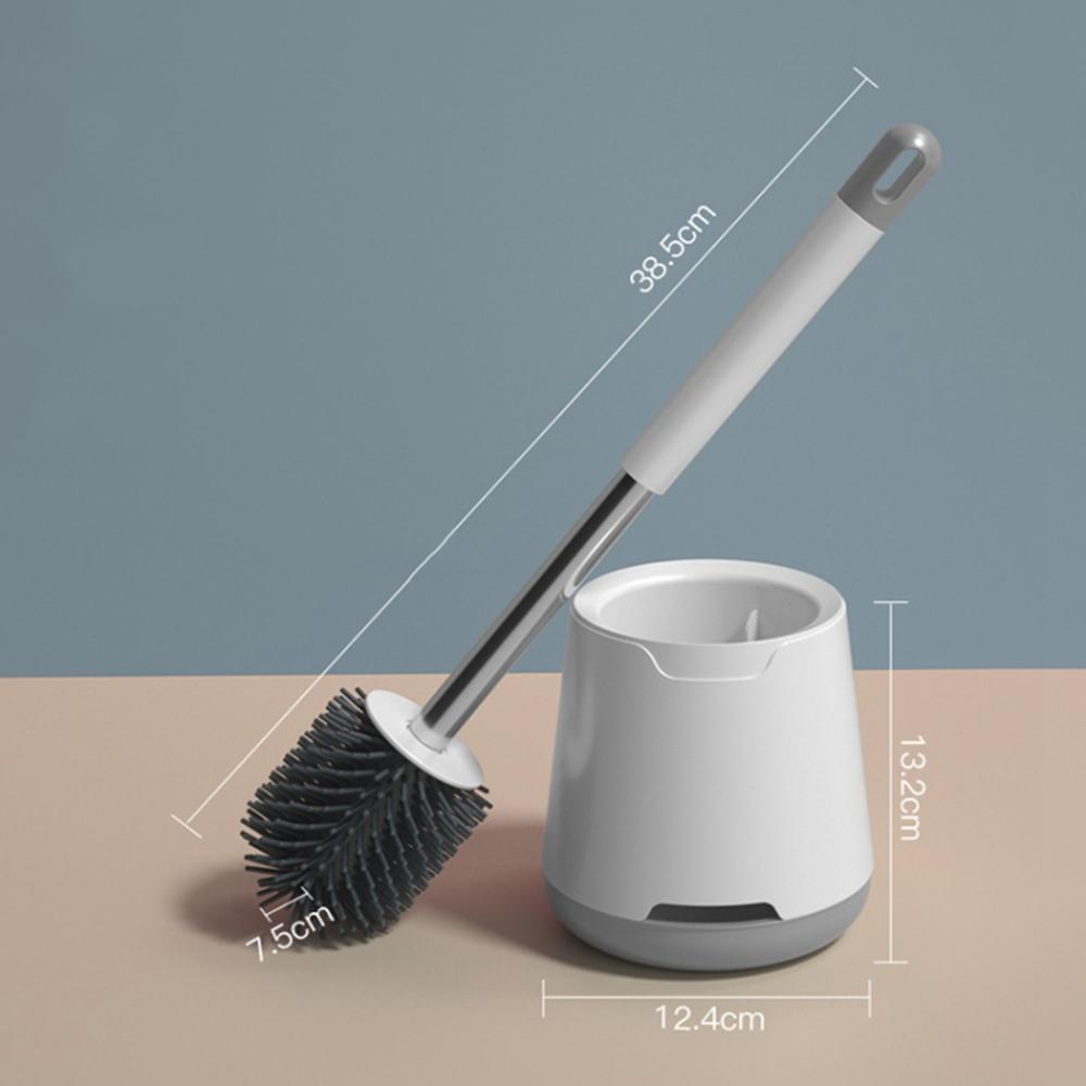 Soft Silicone Toilet Brush with Holder Long Handle Cleaning Brush No Dead Angle for Bathroom