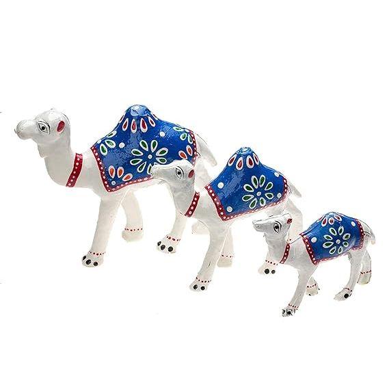 Cămilă - Artă Mache de Hârtie Lucrată Manual, Ideală ca Piesă de Expoziție pentru Decorul Casei (12X10X8CM) Set de 3