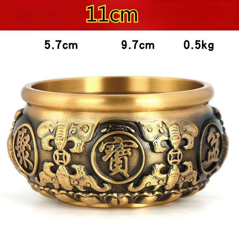 8-21CMBrass Treasure Basin Decoration Large Solid All-brass Piggy Bank Household Use Living Room Shop Can Hold Things Decoration