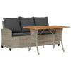 VidaXL Canapé de jardin 3places coussins et table gris clair polyrotin, canapé d'extérieur, canapé de jardin 3 places, 4103859