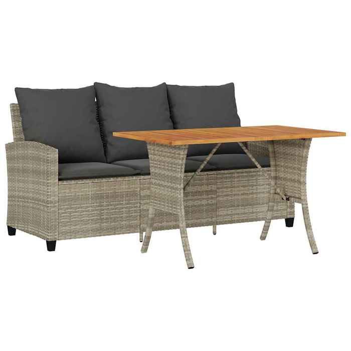 VidaXL Canapé de jardin 3places coussins et table gris clair polyrotin, canapé d'extérieur, canapé de jardin 3 places, 4103859