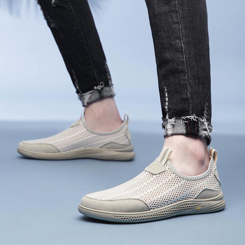Summer Flats Men's Casual Shoes Breathable Mesh Men's Shoes Outdoor Men Loafers Non-slip Sneakers Light Driving Shoes