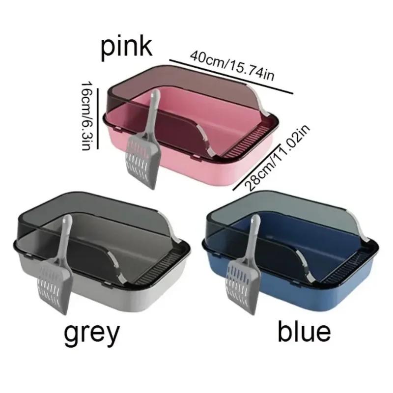 Open Top Cat Litter Box with High Sides, Splashproof Kitty Toilet Tray for Indoor Cats Rabbits, Easy Clean Large Capacity Pan