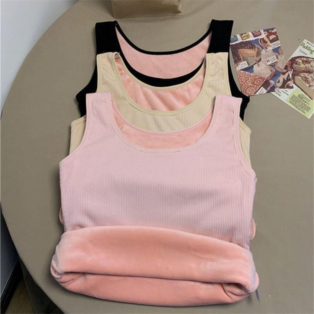 New Women Thermal Underwear Top Winter Fashion Plus Velvet Shirt Warm Female Undershirt Sleeveless Vest