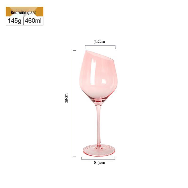 Shangqi Pink Slanted Rim Crystal Stemmed Wine/Champagne Glasses (Set of 2)