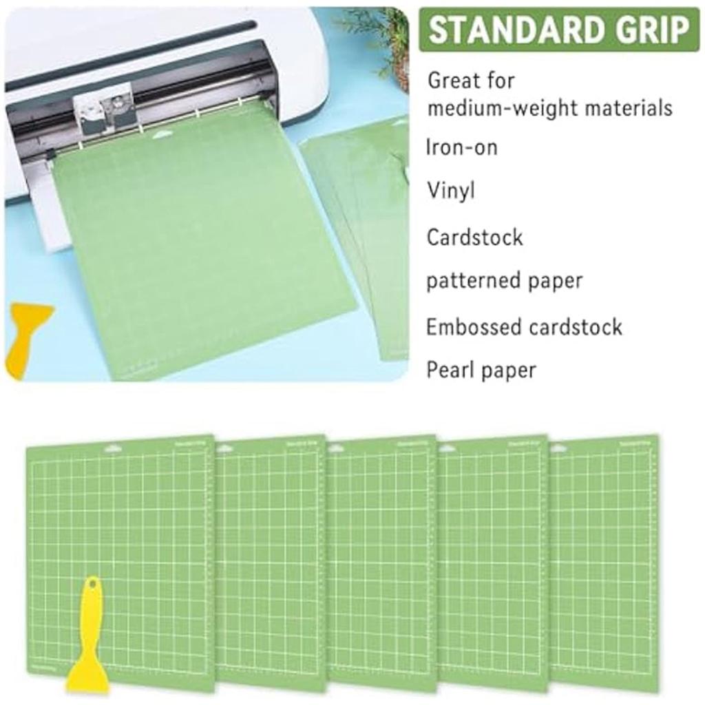 5Pcs Cutting Mats for Cricut-12x12Inch Green Standard Grip Cutting Mats for Cricut Explore Air 2/ Maker 2/3 Accessories