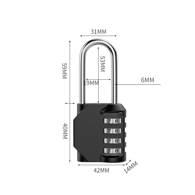 1PC/2PCS Outdoor 4 Digit Long Shackle Waterproof Password Padlock Pad Lock Combination Padlock for School Locker Gym Locker