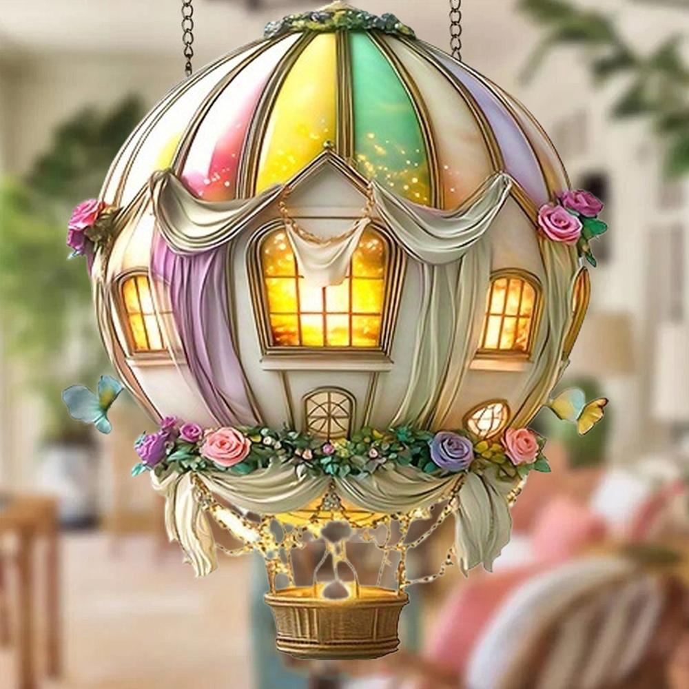 Hot Air Balloon Sun Catcher, Floral Window Perfect Day Choice Decoration, Ideal Romantic Valent A8X5