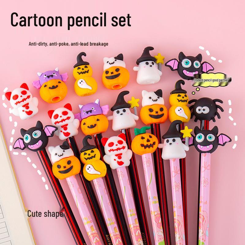 Creative 3D Cartoon Pencil Toppers - Cute Silicone Pen Caps for Halloween & Christmas Decorations