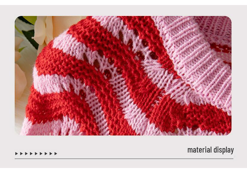 European Wave Stripe Round Neck Sweater – Women's Casual Long Sleeve Knitwear for Autumn & Winter.