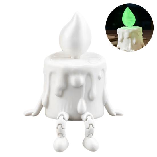 Tabletop Decorative Candle Figure 3D Printing Ornament, Wax Liquid Texture Dripping Sculpture with Smooth Surface Printed Movable Joints, Adjustable