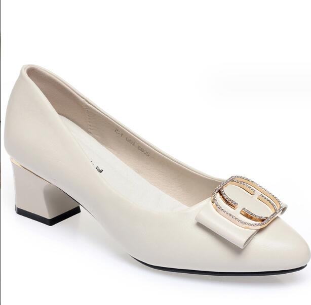 Fashion Size 35-41 Mid Heel Women's Shoes Women Pumps Comfort Thick Heels Round Toe Mothers Shoes Soft Sole Non-slip Office Work Shoes