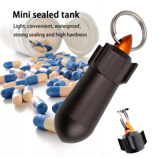 Mini Sealed Jar Waterproof Moisture-proof High Hardness Good Sealing Aluminum Alloy Keychain Tablet Bottle Camping Supply
