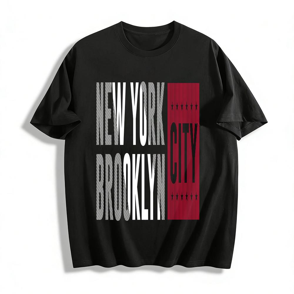 

Casual CITY Letter Print Loose Fit Crew Neck Short Sleeve T-Shirt Pure cotton T-shirt XXS