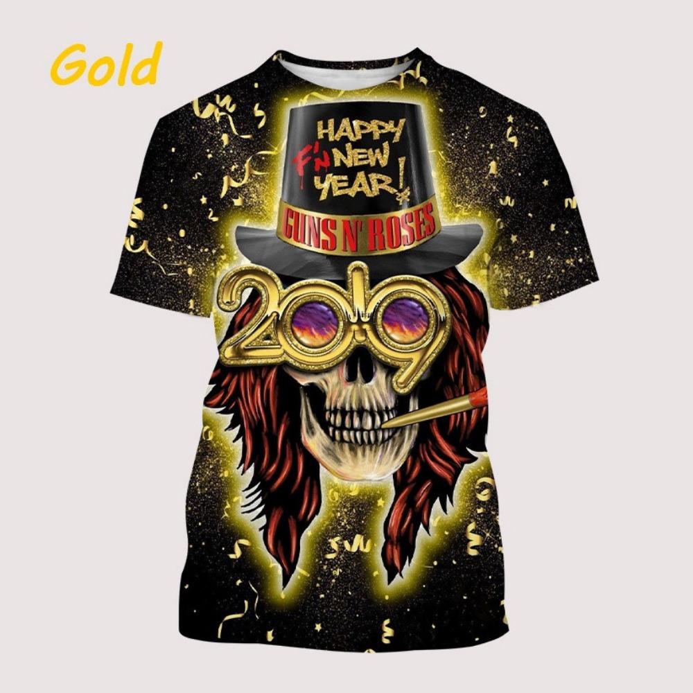 Summer Trendy Casual Guns N'Roses 3D Printed Men's Round Neck Short Sleeved Top T-shirt