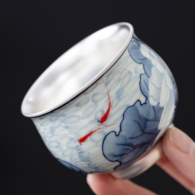 Household Blue And White Ceramic Tea Cup For Men And Women, Chinese Retro Small Capacity High-End Tea Set, Single Cup Master Cup