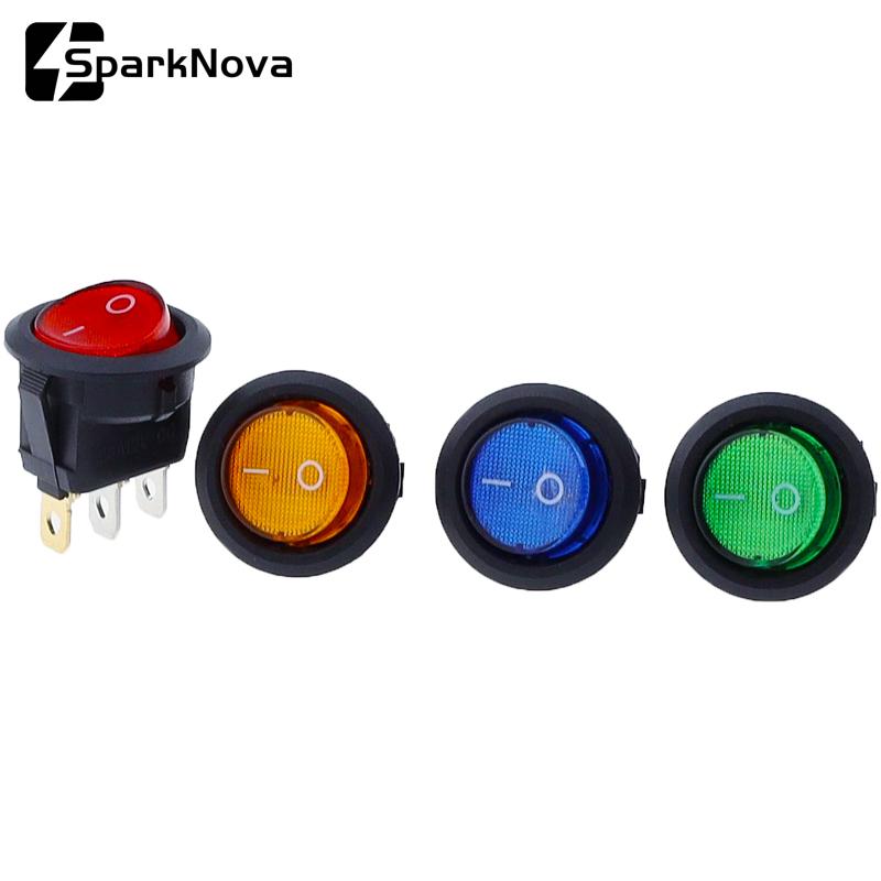 4Pcs KCD1 12V/220V LED Rocker Switch 16A 20A ON/OFF 3 Pin Round Power Button Switch with Light for Car Boat Van Dashboard Switches4
