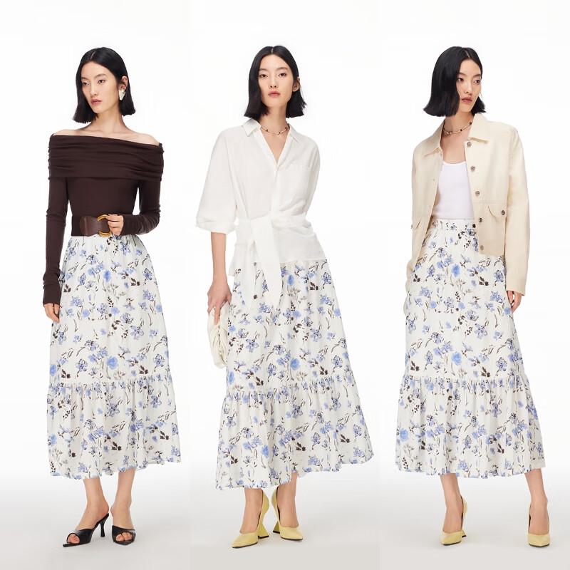 VEROMODA Women's High-Waist A-Line Printed Long Skirt