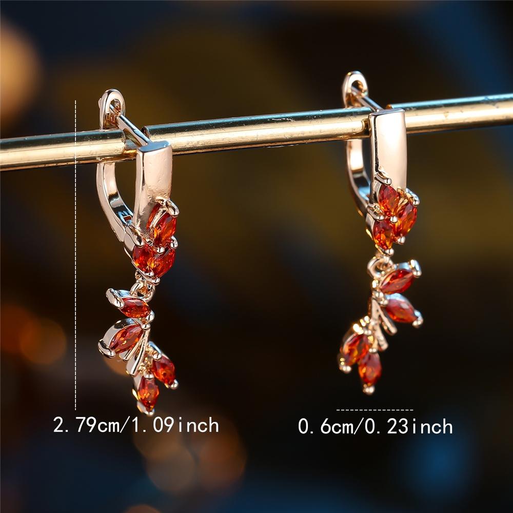 Lindos Pendientes de Aro Pequeños con Piedra de Circonita Roja Estilo Vintage Moda Color Dorado Boda Para Mujeres