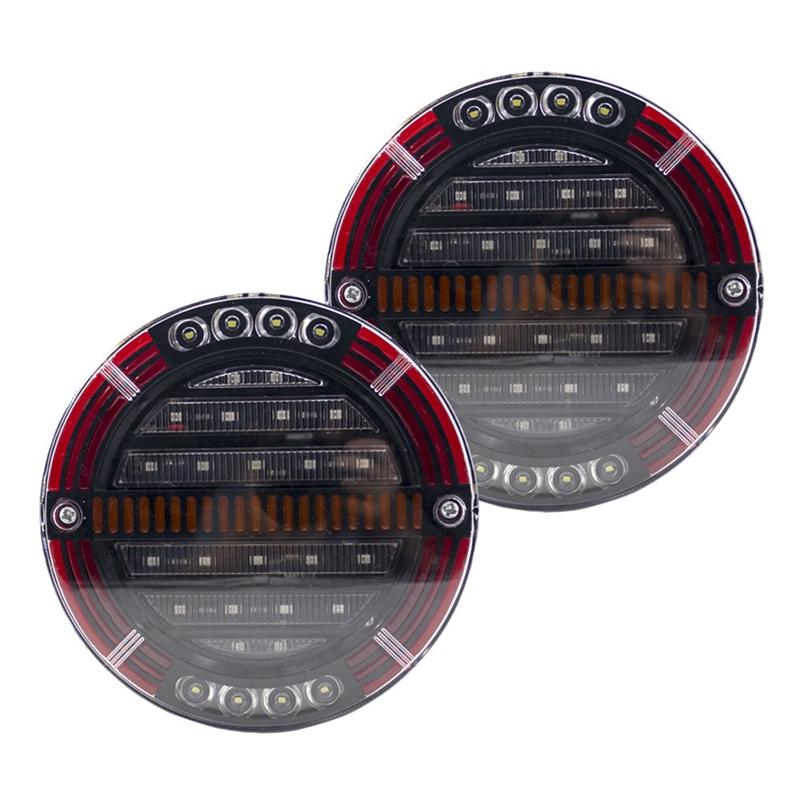 

2Pcs Round LED Trailer Tail Light With Brake Light DRL Flow Turn Signal Lamp Car Truck Ships Bus Boat Caravan 12V 24V Photo Color
