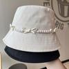 Pearl Bow Wide Brim Fisherman Hat For Summer Sun Protection Stylish Women Accessory