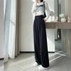 Black wide-leg pants summer women's thin sunscreen lazy wind small man straight high waist pendant feeling ice silk suit pants
