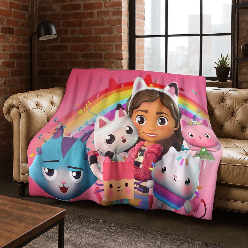 26 Stili Cartone Animato La Casa delle Bambole di Gabby Regalo per Ragazza Coperta in Flanella, Calda e Accogliente Morbida Coperta Plaid per Casa Camera da Letto Letto Divano Coperta Bambino