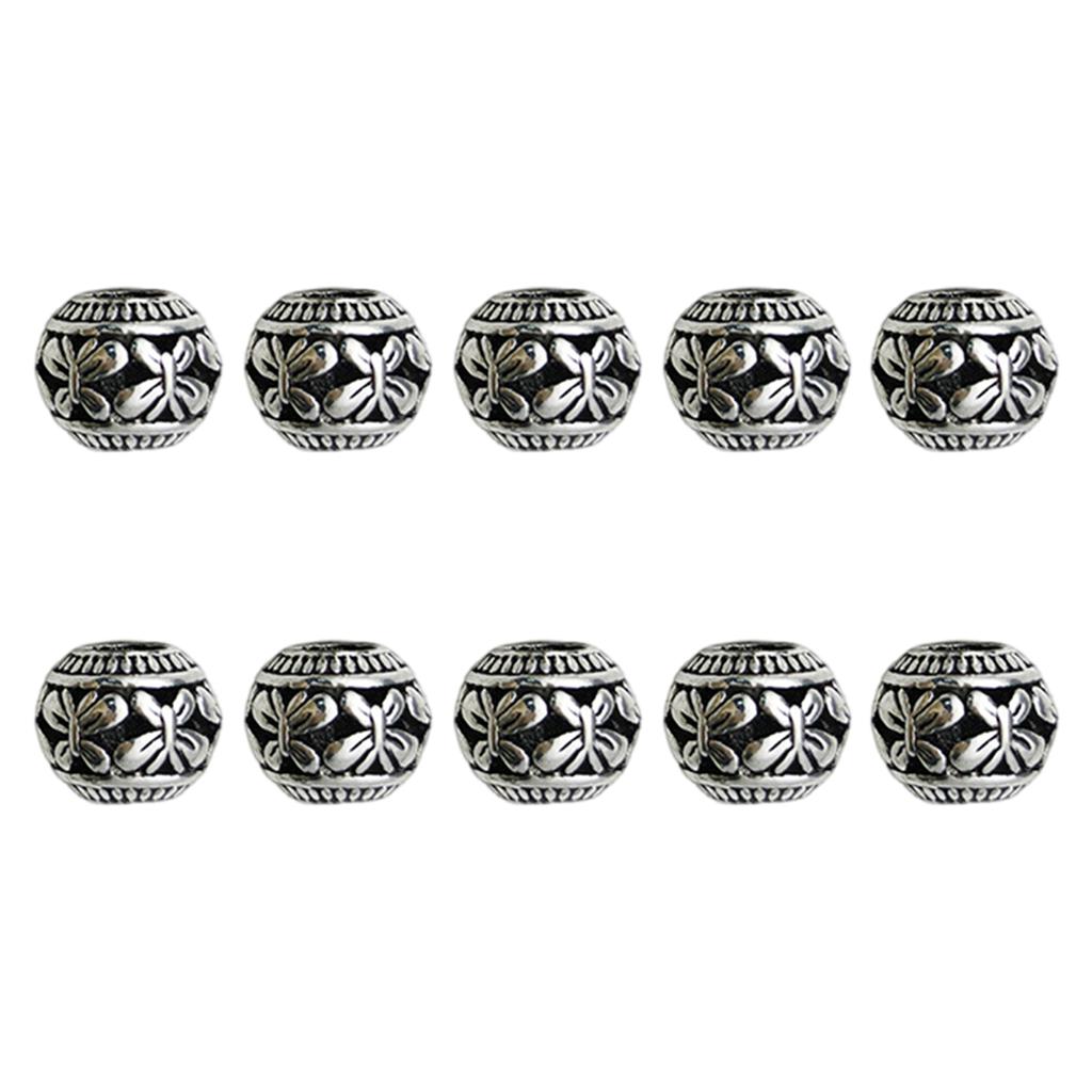 10pcs Tibetan Style Large Hole Spacer Beads Antique Silver for DIY Jewellery Making and Crafting Projects
