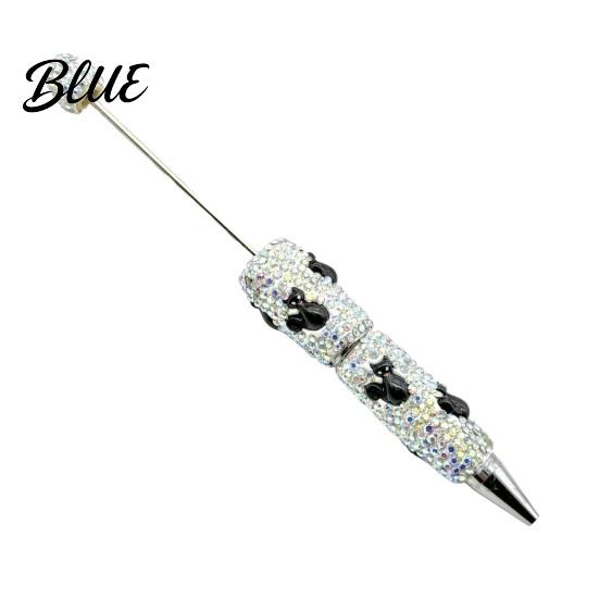 Rhinestone Writing Pen Beadable Pen Glitter Plastic Beaded Halloween Pumpkin Ghost Skull Smooth Gel Ink for DIY Craft Making School Office Supplies