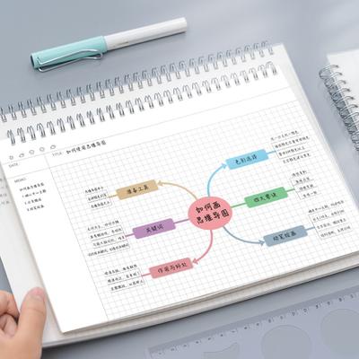 A4/B5 Mindmap Cornell-Gitter Notizbuch Schüler Spiralbindung Buch Tages- Wochen- Monatsplaner Schulbürobedarf Liniert Schreibwaren