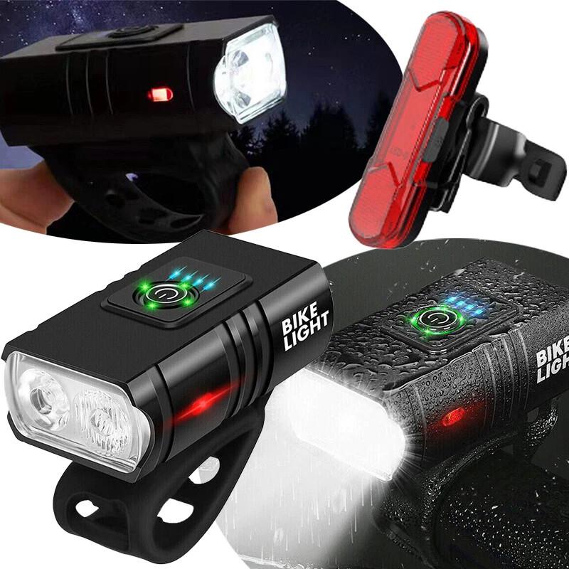 bicycle light LED SET rechargeable waterproof front light + taillight de