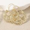 Vintage Gorgeous Carved Pattern Hollow Out Dangle Earrings Women Bohemian Ethnic Zinc Silvery Plated  Jewelry Accessories