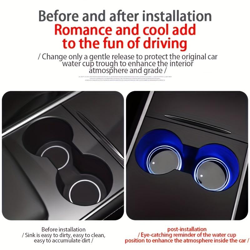 Universal Smart LED Neon Car Cup Holder Coaster USB Rechargeable 7 Color Changing Light Pad