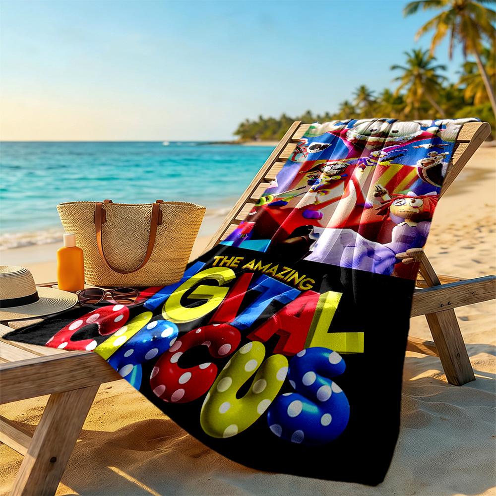 Digital Circus Beach Towel High Absorbency & Quick-Dry Comfortable Lightweight Suitable for Sports, Travel, Swimming, Yoga, Bathroom, Beach, And Pool