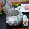 Waza No Kura Stylish Japanese Tableware Kutani Ware Teapot with Floral Arabesque Design and Tea Strainer Ceramic Brand Made In Japan Perfect for