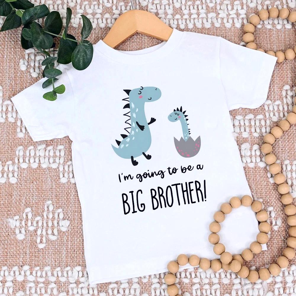 

Dinosaur&I‘m Going To Be Big A Brother Print Kid Tee Shirt Casual Short Sleeve Child Tee Top 2026 Clothes 110