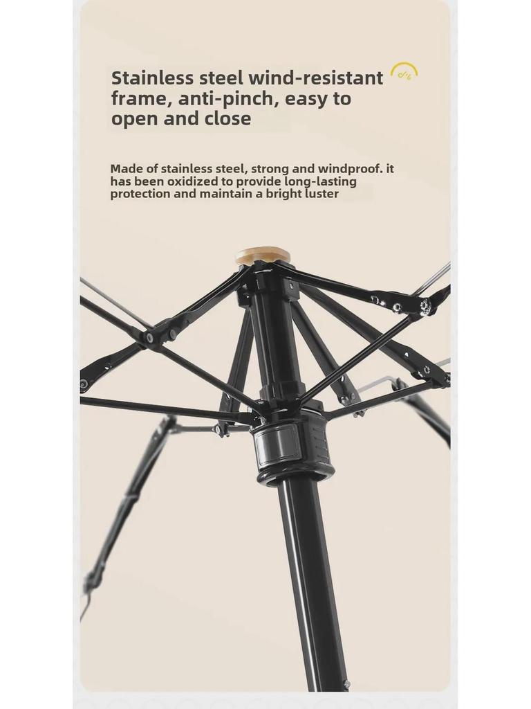 6-Rib Mini Folding Umbrella: Black Glue Sunblock Parasol for Women