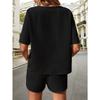 Summer Women Shorts Short Sleeve Tops Dressy Batshirt Suit Fashion Shorts Two Piece Set Casual Suit