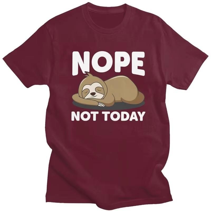 Nope Not Today Lazy Sloth Graphic Tee for Unisex Short Sleeve Cotton Casual T-Shirt