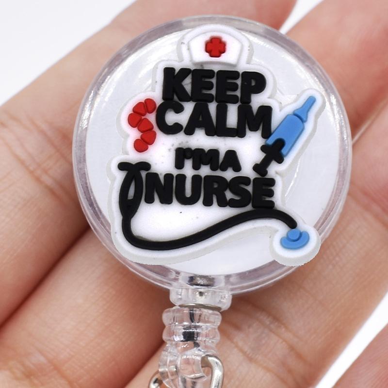 1PCS Hospital Retractable Badge Reel with Belt Clip Cute Nurse Doctor Name Tag Card Holder Accessories Office Supply Clip