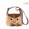 Sladká Roztomilá Plyšová Kabelka Dámská Hnědá Kreslená Velkokapacitní Taška Přes Rameno Dámská Patchworková Crossbody Taška Zimní Novinka