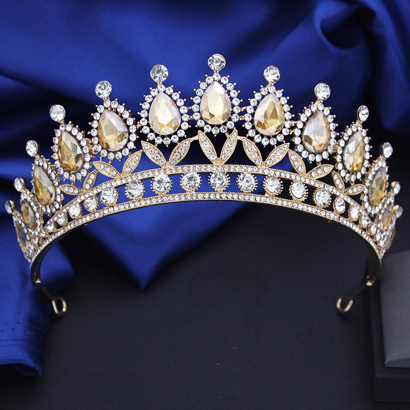Vintage Water Drop Crown for Queen Bridal Prom Wedding Dress Hair Jewellry Bride tiaras Cosplay Head Accessories