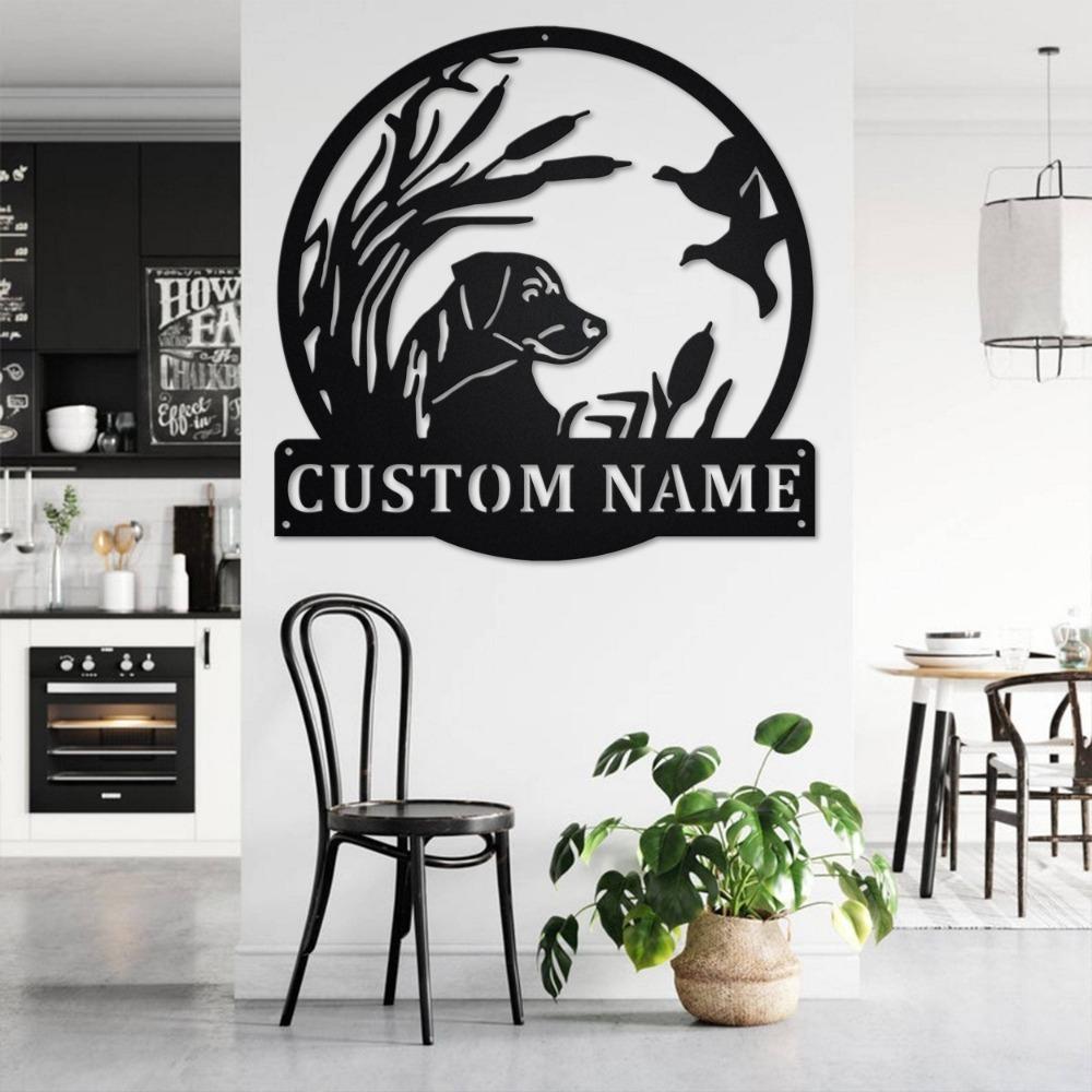 Custom Dog Family Name Metal Wall Art, Black Iron Matte Finish, Home Living Room Outdoor Patio Decor