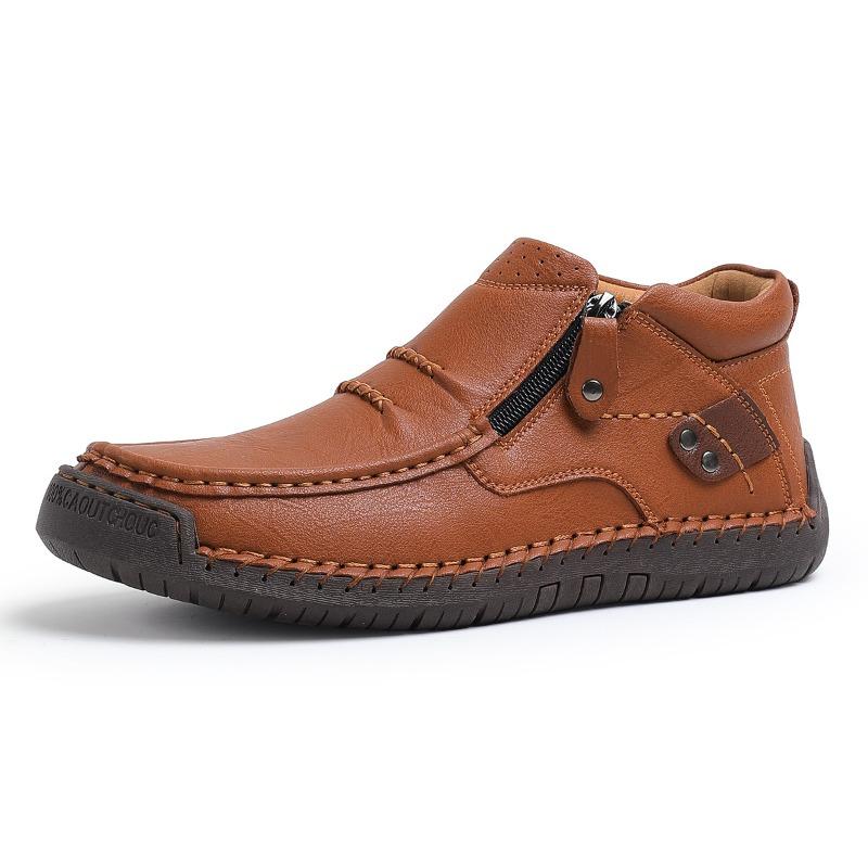 Large Size Men's Shoes Outdoor Leisure Pedal Flat-bottomed Hand-stitched Leather Shoes