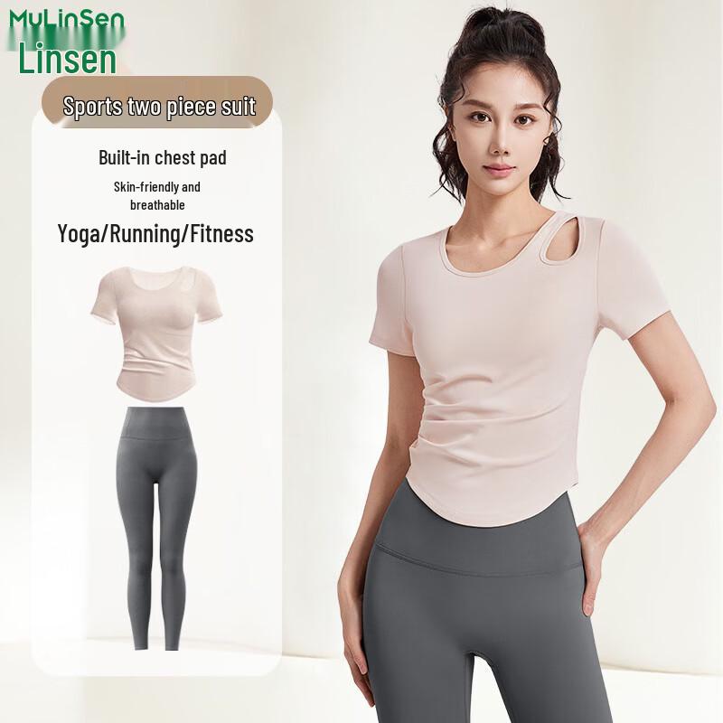 

Mulinsen Women s Short Sleeve Yoga & Fitness Set L