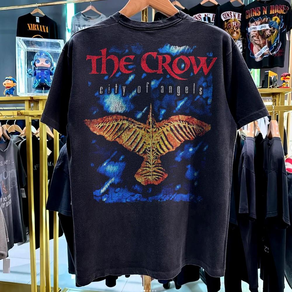 96 The Crow City Of Angels Rare  Vintage Washed Black T-Shirt Size XL Unisex T-Shirt XXXL