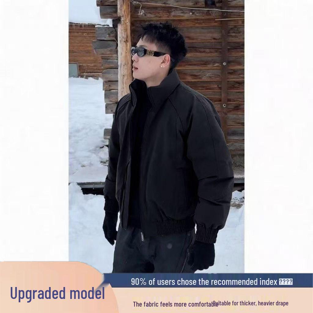 

Men s 2025 White Duck Down Stand Collar Short Winter Jacket M (90-120 jin) чорний