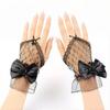 Women Lace Gloves Fingerless Mesh Gloves with Bow Embellishment for Wedding Princess Style Stage Performance Ballet Party Cosplay Bridal Accessories