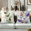 Colorful Bird And Plant Pattern Decorative Cushion Covers Polyester Pillowcase, Sofa Decorative Cushion Cov Headboard Pillow
